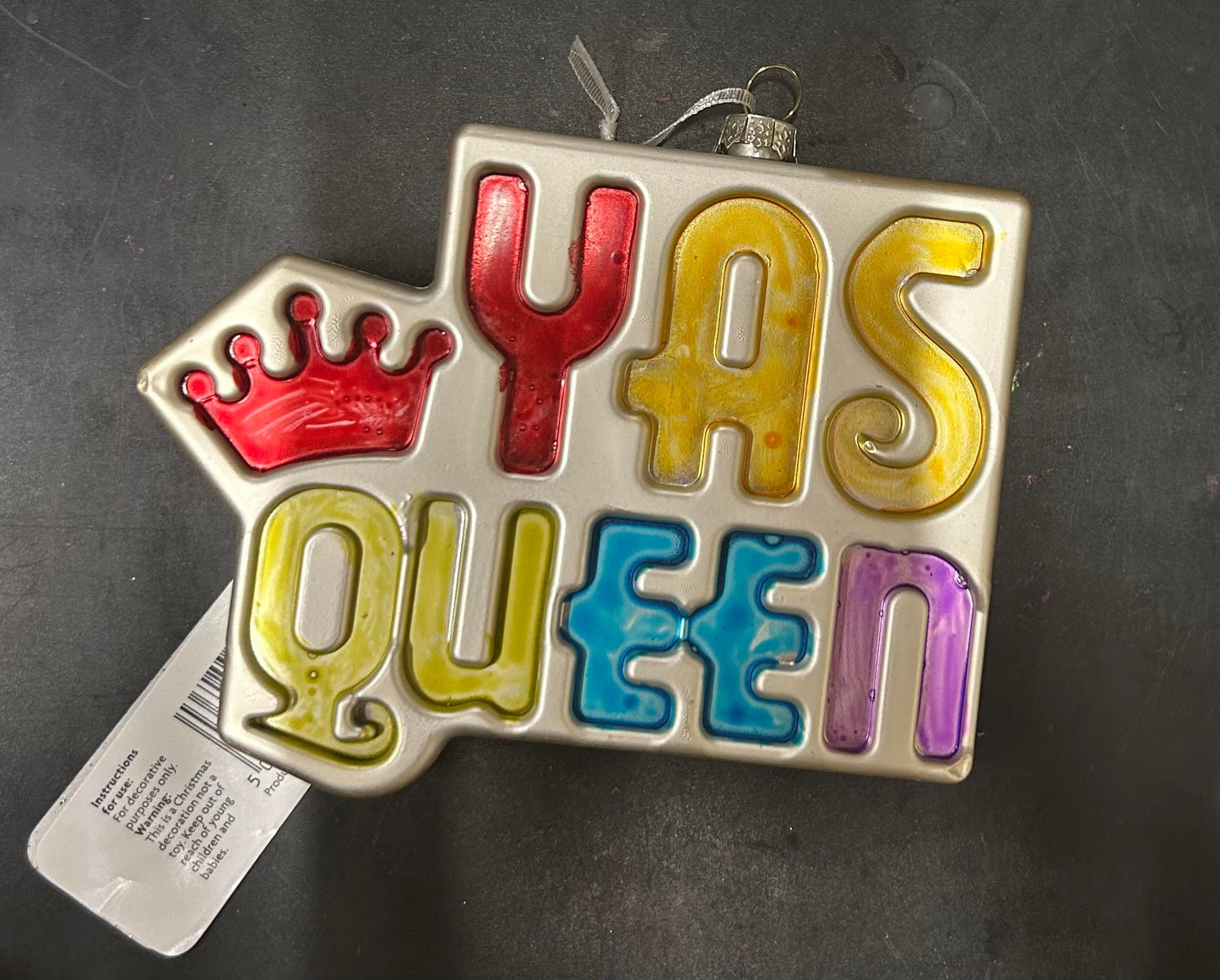 9.5cm Plastic Yas Queen Bauble